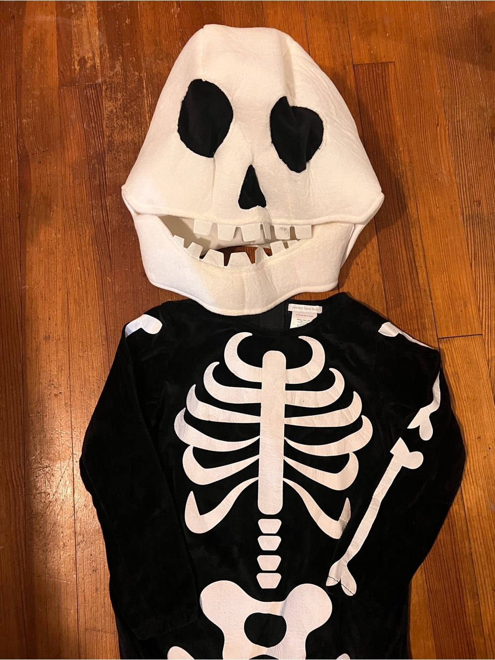 Pottery Barn Kids Black & White Hooded Skeleton Costume